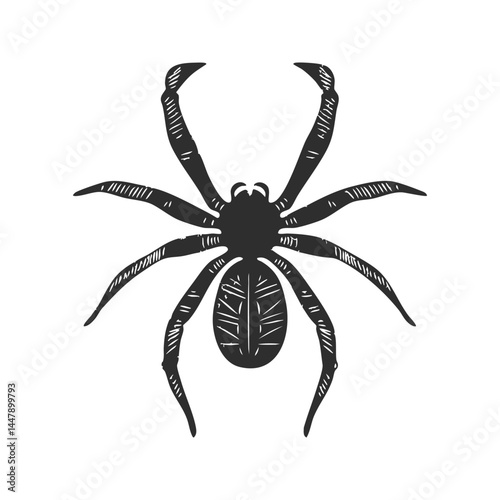 Spider Silhouette Illustration. Arachnid Symbolism And Nature Representation Isolated Vector Illustration