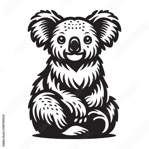 Bold koala silhouette vector perfect for dynamic visual designs – koala silhouette – koala vector – koala illustration – silhouette of koala

