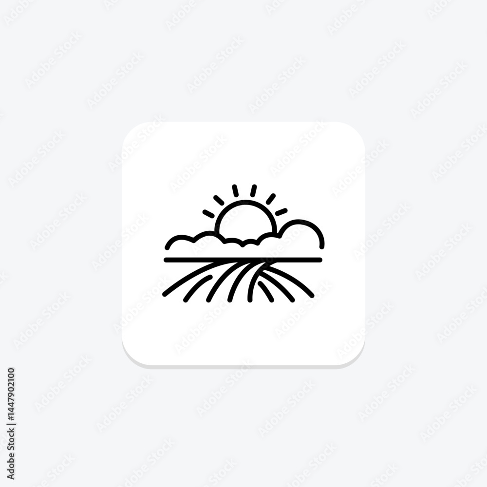 Fototapeta premium Sunset On Farmland, vector, pixel perfect, illustrator file