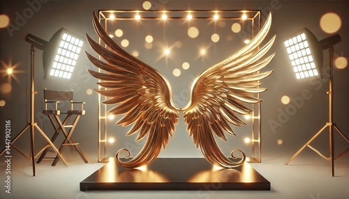 Luxurious Gold Angel Wings in Studio Setting