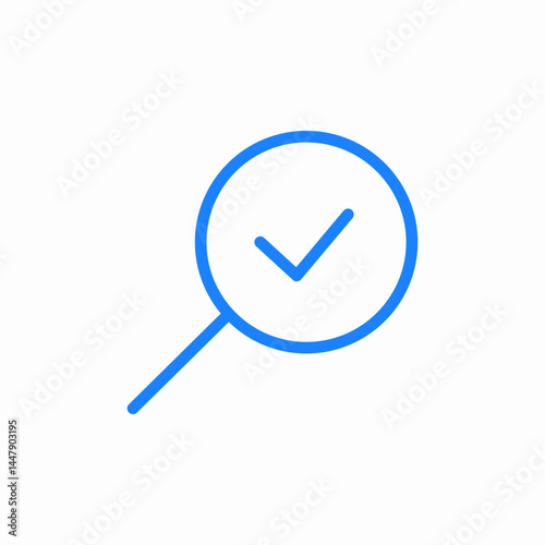 checked found magnifier blue icon sign vector