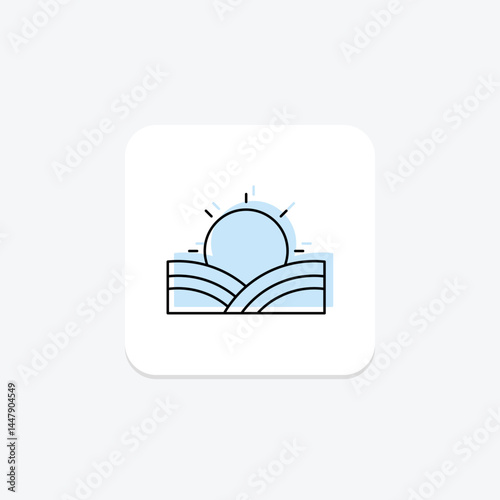 Sunrise Over Field, vector, pixel perfect, illustrator file