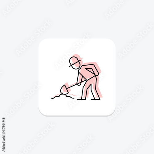 Farmer Digging, vector, pixel perfect, illustrator file