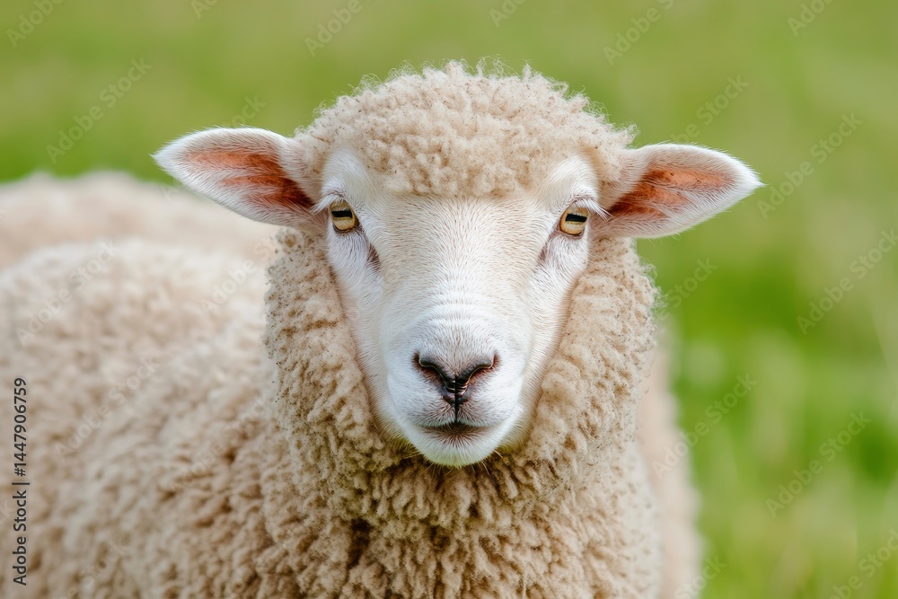 Sheep Face Close Up in Field Sheep Face Close Up in Field