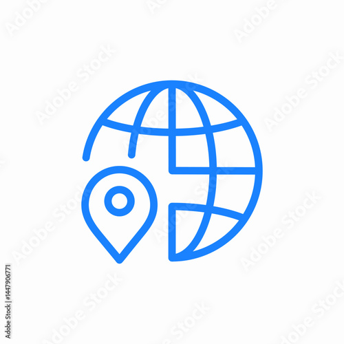 global location globe blue icon sign vector