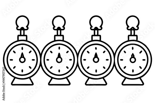 Winter Holiday Countdown Clock Line Drawing
