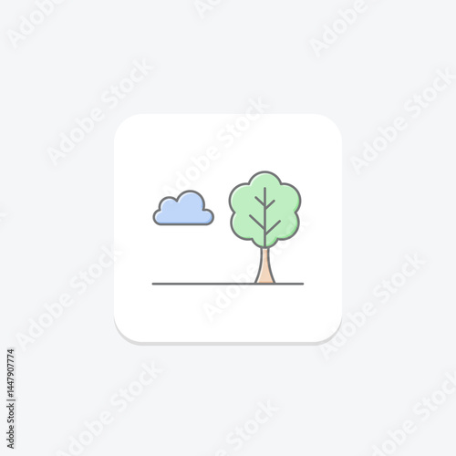 Tree Beside Field, vector, pixel perfect, illustrator file