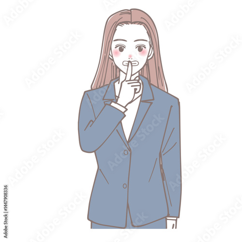 静かにのジェスチャーをしている女性