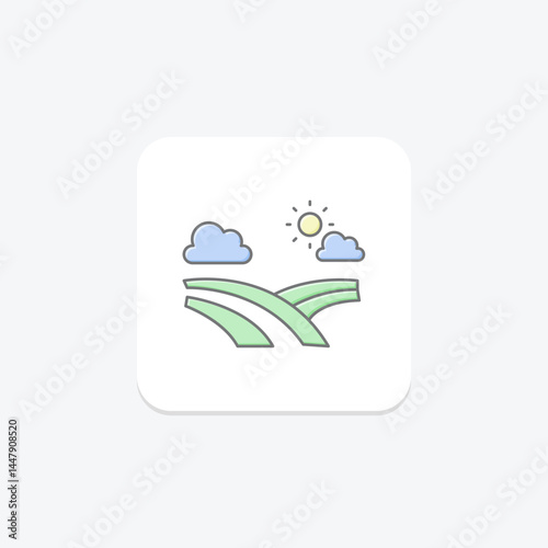 Cloudy Farm Field, vector, pixel perfect, illustrator file