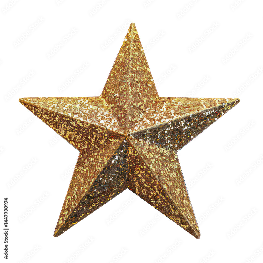 Obraz premium 3d glitter gold star isolate on transparent background