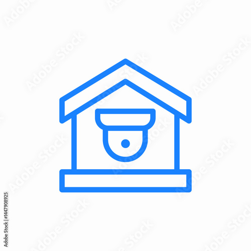 home survillance blue icon sign vector