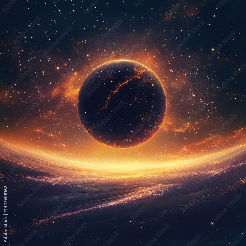 Obraz premium Cosmic Planet Sunrise