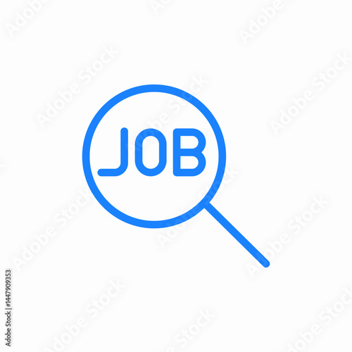 job search blue icon sign vector