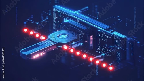 Abstract digital design with futuristic technology illuminates the night city network, a concept of future business communication on nock