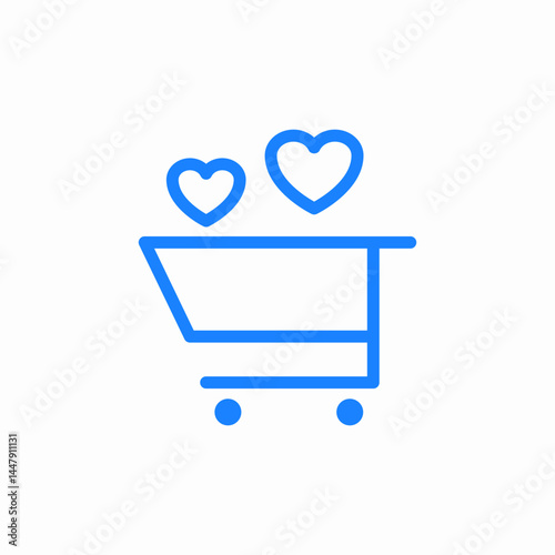 shopping tray heart icon sign vector