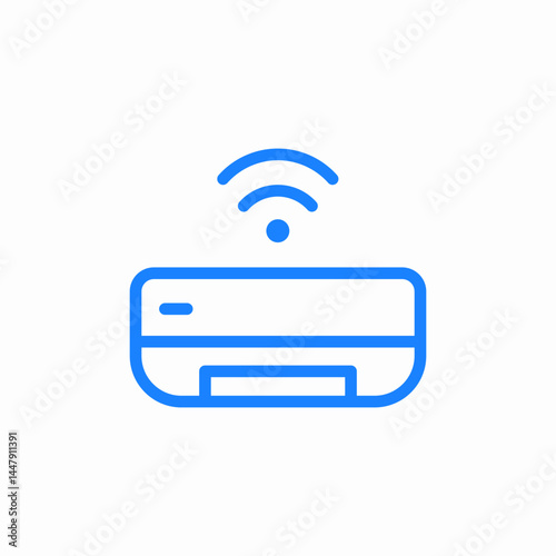 smart air conditioner blue icon sign vector