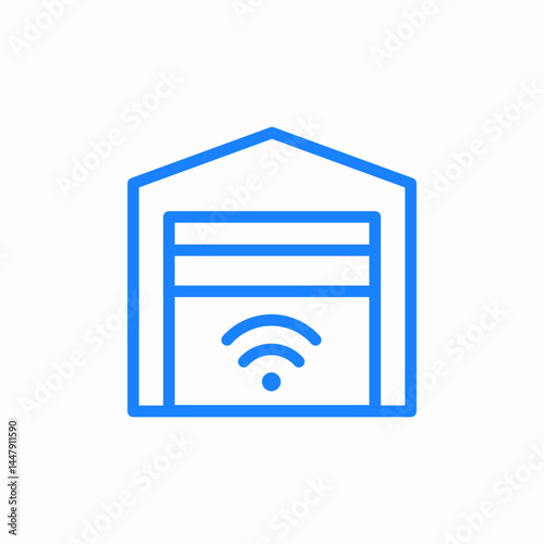 smart garage blue icon sign vector