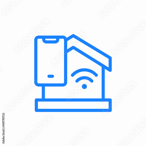 smart home managment blue icon sign vector