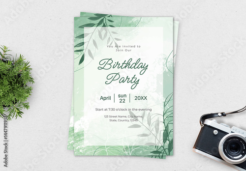 Floral Birthday Party Invitation Card Template
