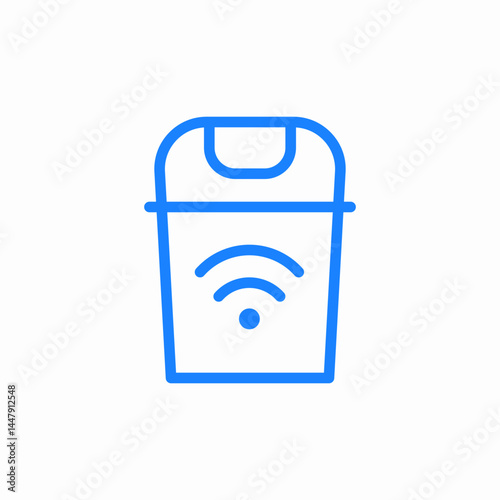 smart trash bin blue icon sign vector