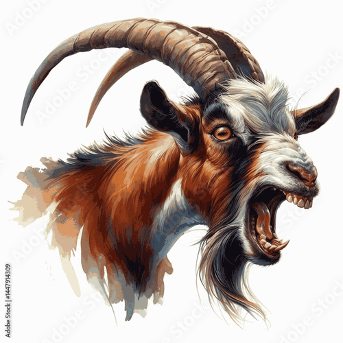 Tempest Tangle goat angry isolated watercolor vector illustration svg 