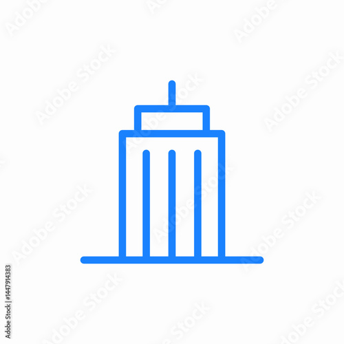 tower tall building blue icon sign vector