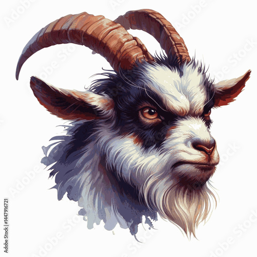 Blazing Buck Blur goat angry isolated watercolor vector illustration svg  