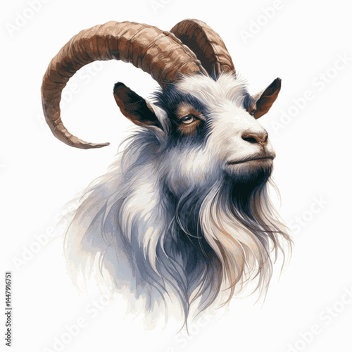 Cloven Fury Flow goat angry isolated watercolor vector illustration svg  