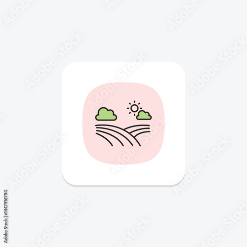 Cloudy Farm Field, vector, pixel perfect, illustrator file