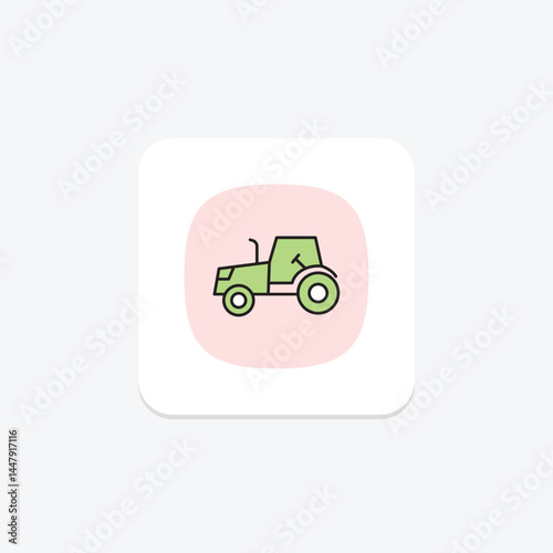 Tractor Moving In Field, vector, pixel perfect, illustrator file
