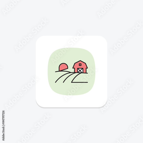Barn And Fields, vector, pixel perfect, illustrator file