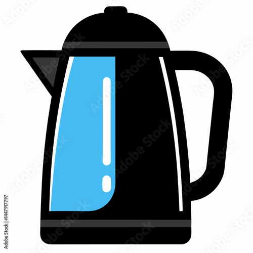 Electric kettle with water vector on white background.