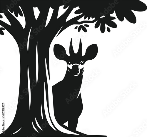 Okapi animal silhouette vector