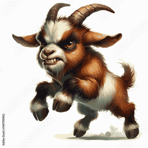 Thunderbeard Tide goat angry isolated watercolor vector illustration svg