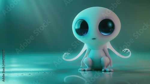 Obraz na płótnie Digital rendering of a cute alien creature.