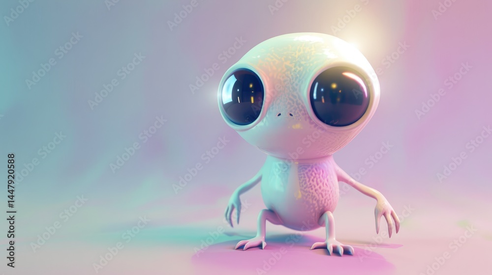 Fototapeta premium Playful, digital rendering of a cute alien creature.
