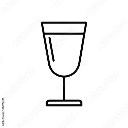 glass full of water outline vector icon on white background