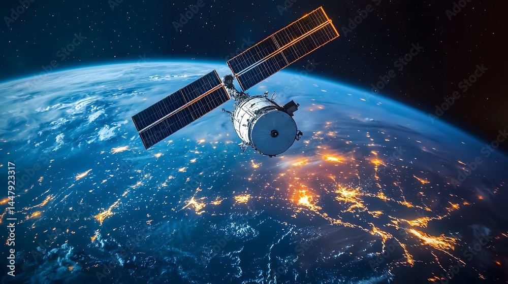 Obraz premium Earth from space glowing auroras