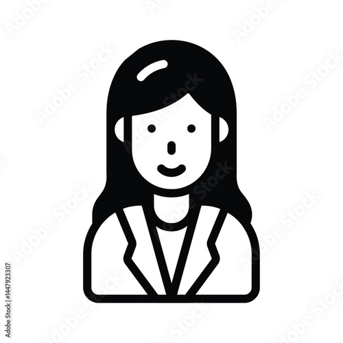 A handy glyph icon depicting female lawyer profile
