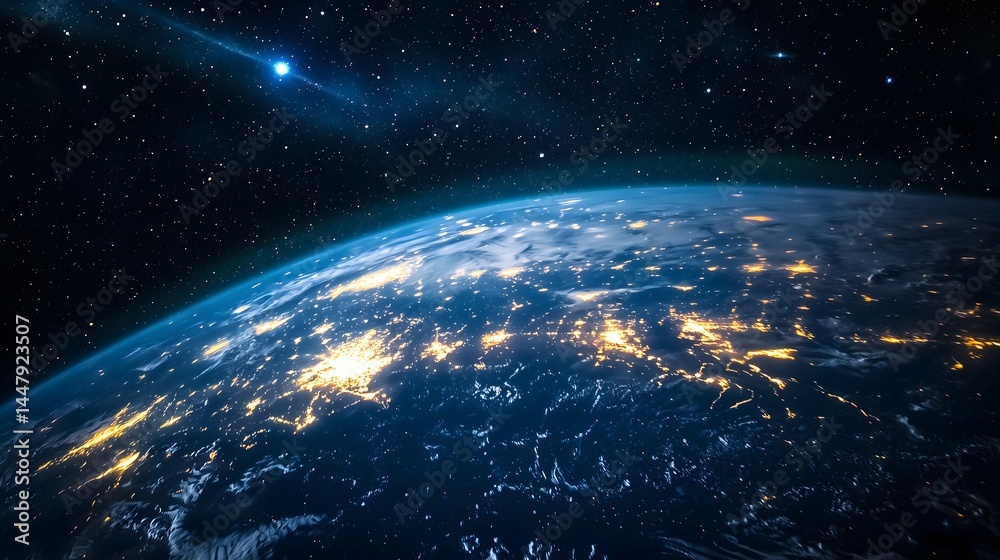 Obraz premium Earth's glow auroras in space