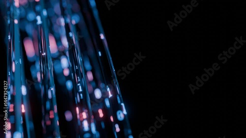 Glowing Binary Code Streams in Blue and Pink Flowing Through Dark Digital Space Representing Data Transmission and Futuristic Technology. Seamless loop