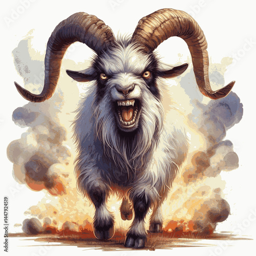 Silverback Fury Wash goat angry isolated watercolor vector illustration svg  