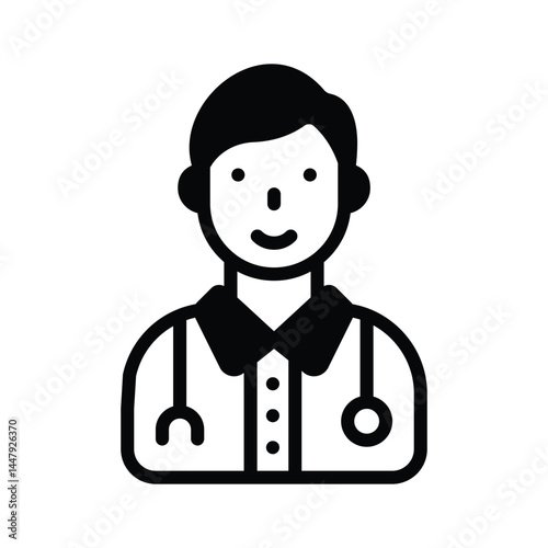 Latest glyph style icon of male doctor with stethoscope