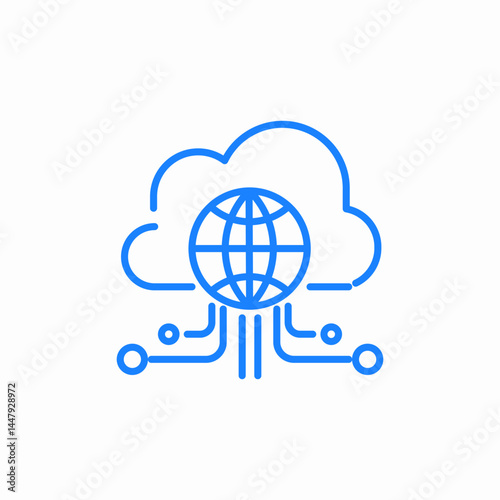 global cloud storage icon sign vector