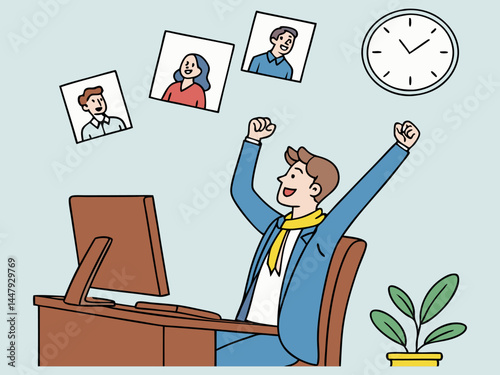 Professional Triumphant After Achievement in Office