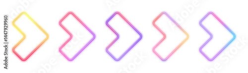 Suitable for casinos, bars, cinemas, night clubs and motels in fort PNG.  Retro neon icons set of arrow symbol, pointer icons, cursor. Colorful glowing neon graphic elements.