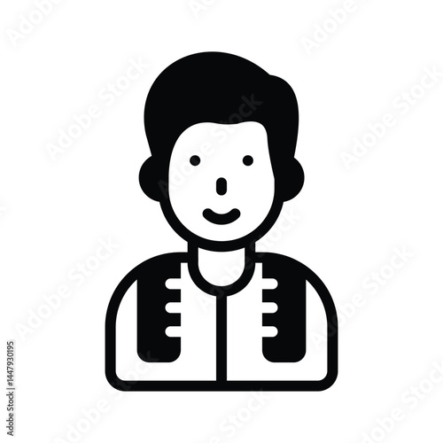 A well designed glyph style icon showing tailor character