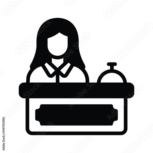 Ready to useglyph style icon of receptionist with desk