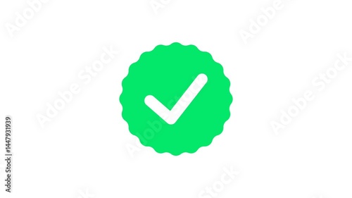 Animation of a green checkmark icon on a white background