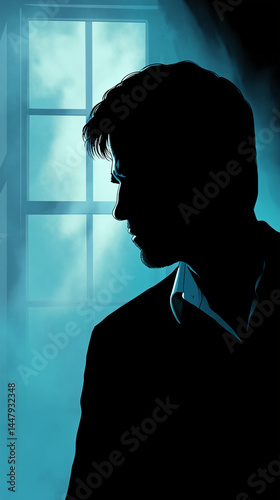 Digital Illustration of a Shadowy Figure in Film Noir Style  